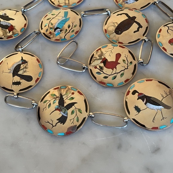 Vintage Native American Dale Edaakie Zuni Link Concho belt - Picture 8 of 16